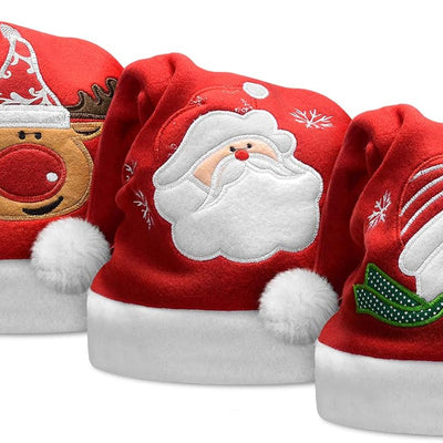 Christmas Hat, Santa Hat for Adults Kids,Xmas Holiday Hat for Christmas Festive Party (3 Pack)
